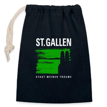 St.Gallen mit Münster - Verschließbarer Geschenkbeutel aus Baumwolle (14x20cm) - Navy - Vorne