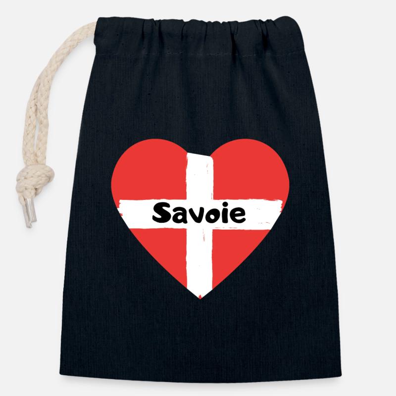 Savoie Drapeau Coeur - Sac cadeau en coton avec cordon (14 x 20 cm) - bleu marine