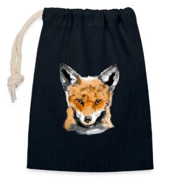 Renard - Sac cadeau en coton avec cordon (14 x 20 cm) - bleu marine - Devant