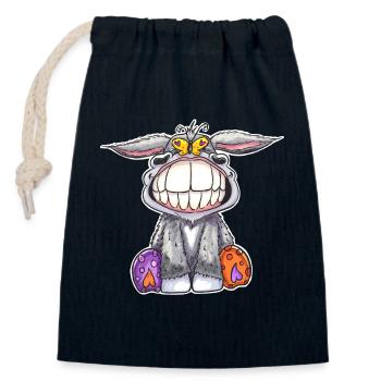 Âne Grin - un sourire en dit plus de 1000 mots - Sac cadeau en coton avec cordon (14 x 20 cm) - bleu marine - Devant