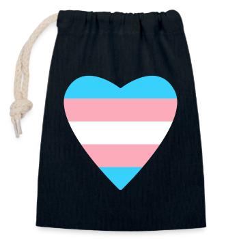 Trans PrideLove - Verschließbarer Geschenkbeutel aus Baumwolle (14x20cm) - Navy - Vorne
