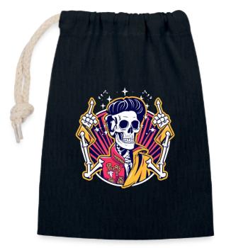 Neon Skull Rockabilly Duel - Closable cotton gift bag (14x20cm) - navy - Front