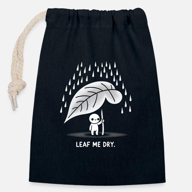 Leaf Me Dry - Sac cadeau en coton avec cordon (14 x 20 cm) - bleu marine