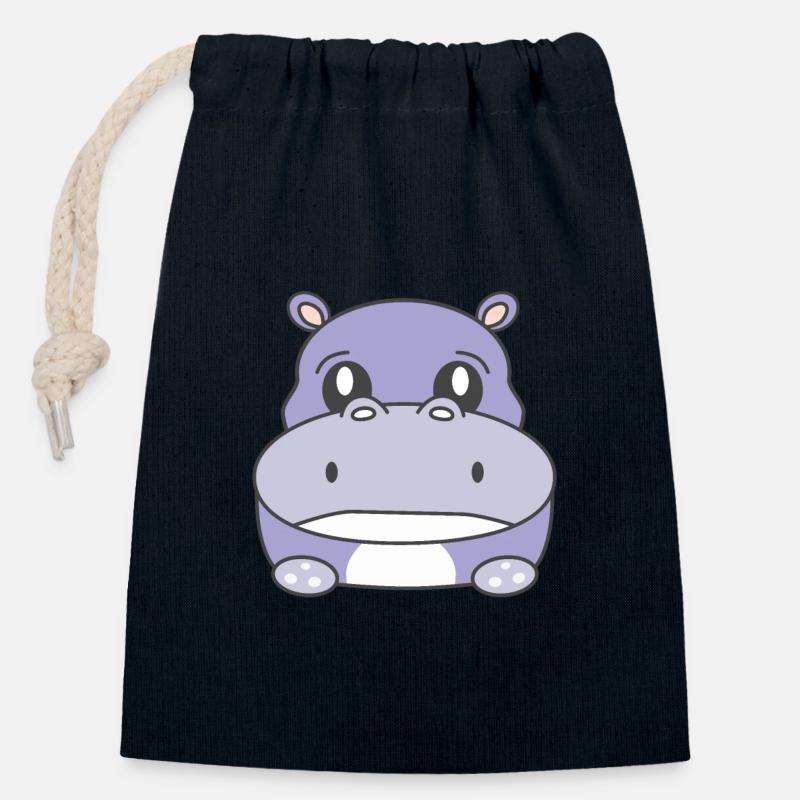 Sad Hippo - Closable cotton gift bag (14x20cm) - navy