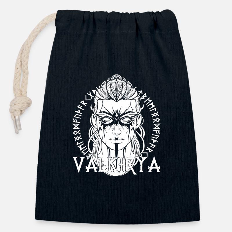 Valkyrie - Sac cadeau en coton avec cordon (14 x 20 cm) - bleu marine