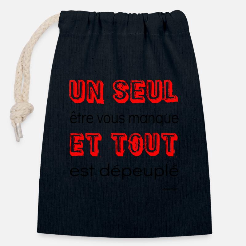 un seul etre vous manque - Sac cadeau en coton avec cordon (14 x 20 cm) - bleu marine