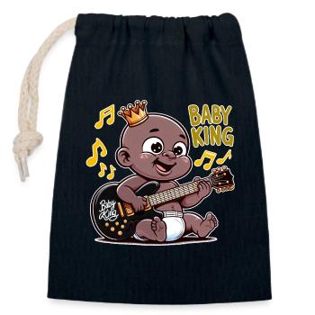 Baby King - Sac cadeau en coton avec cordon (14 x 20 cm) - bleu marine - Devant