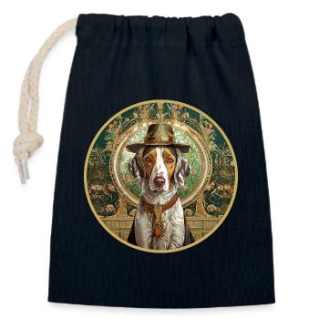 Jagdhund mit Hut - Verschließbarer Geschenkbeutel aus Baumwolle (14x20cm) - Navy - Vorne