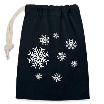 Winterliche Schneeflocken Muster - Verschließbarer Geschenkbeutel aus Baumwolle (14x20cm) - Navy - Vorne
