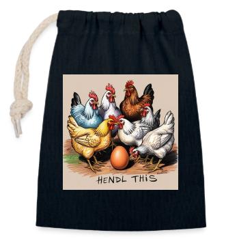 Hühner "Hendl this" - Verschließbarer Geschenkbeutel aus Baumwolle (14x20cm) - Navy - Vorne