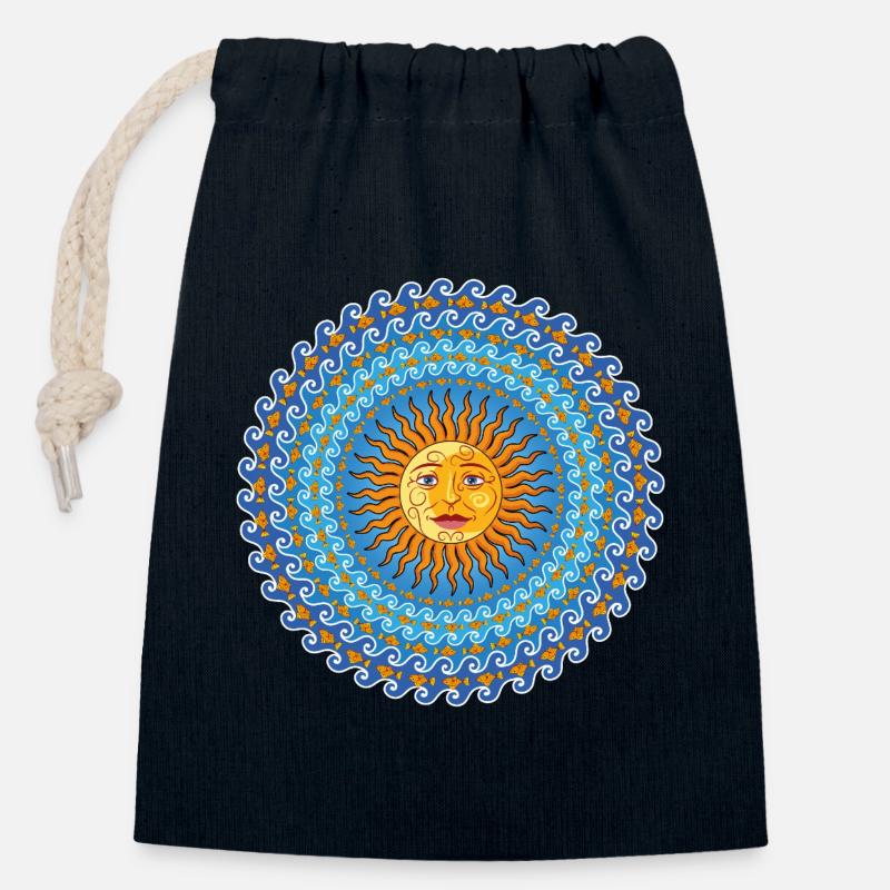 Mediterrane Sonne - Verschließbarer Geschenkbeutel aus Baumwolle (14x20cm) - Navy
