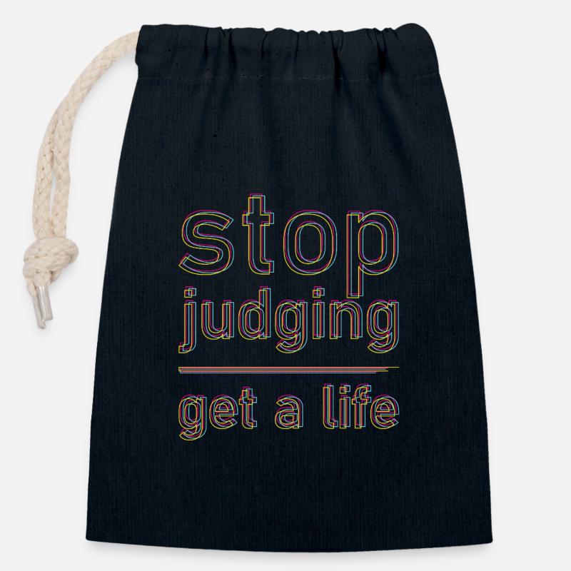 stop judging - Verschließbarer Geschenkbeutel aus Baumwolle (14x20cm) - Navy