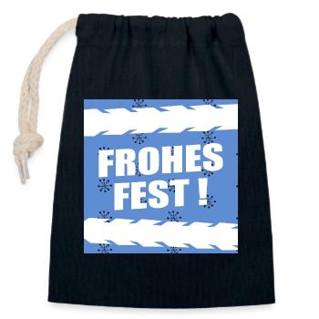 Christmas Bicycle Winter - Closable cotton gift bag (14x20cm) - navy - Front