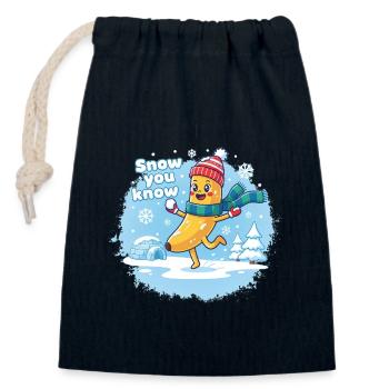 Süße Banane springt im Schnee - Schnee, den du kennst - Verschließbarer Geschenkbeutel aus Baumwolle (14x20cm) - Navy - Vorne
