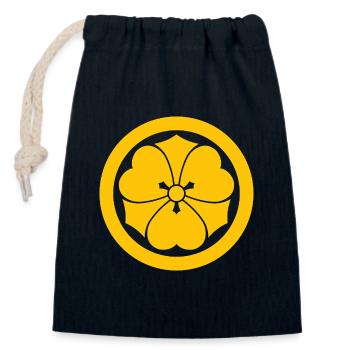 Oriental Yellow Blue Sakai Japan Mon Art - Closable cotton gift bag (14x20cm) - navy - Front