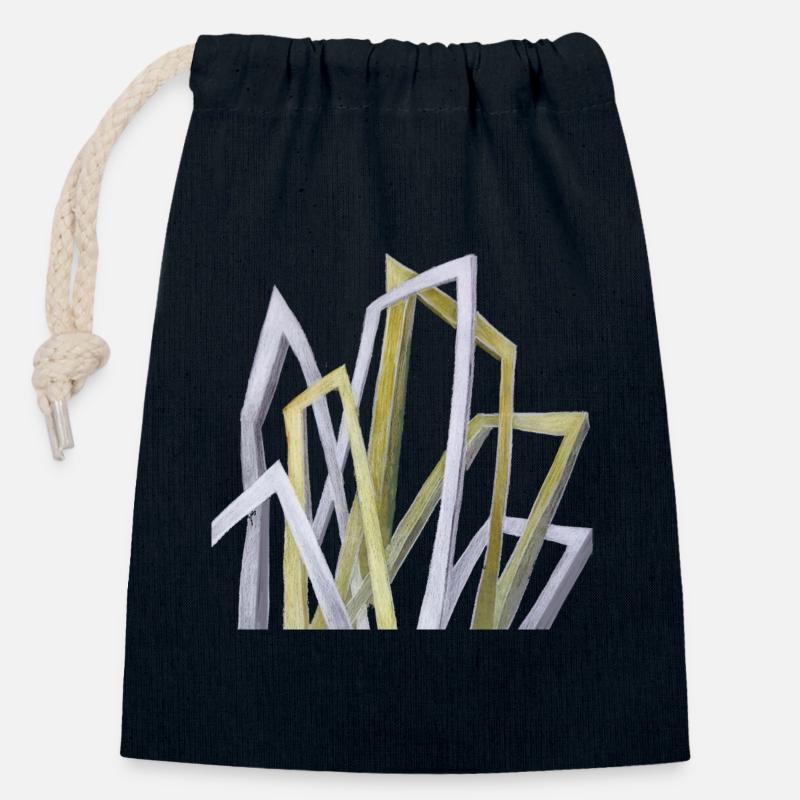 Abstrakte Formen - Verschließbarer Geschenkbeutel aus Baumwolle (14x20cm) - Navy