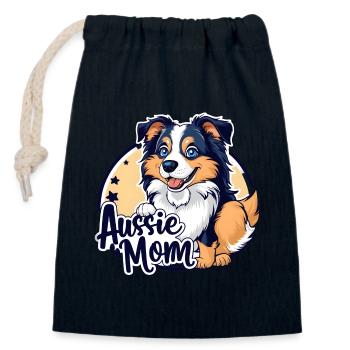 Aussie Mom - Closable cotton gift bag (14x20cm) - navy - Front