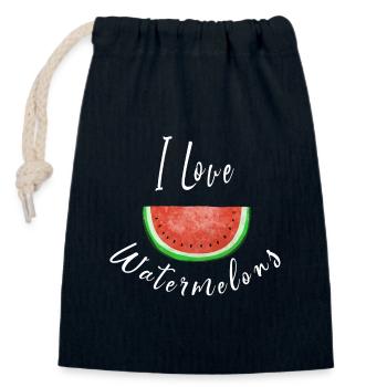I Love Watermelons - Wassermelone - Frucht - Verschließbarer Geschenkbeutel aus Baumwolle (14x20cm) - Navy - Vorne
