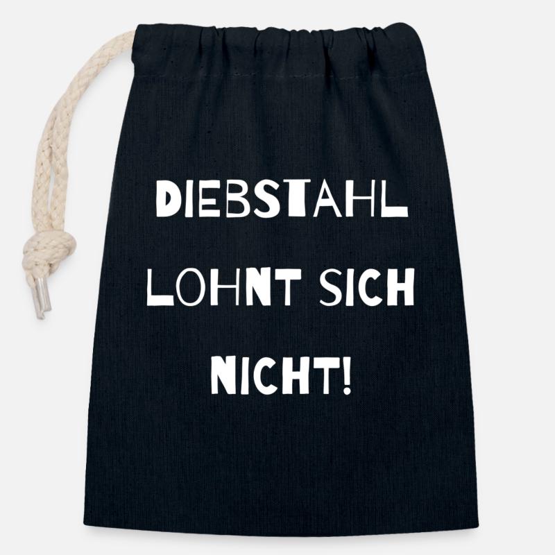 Diebstahl lohnt sich nicht weiß - Verschließbarer Geschenkbeutel aus Baumwolle (14x20cm) - Navy