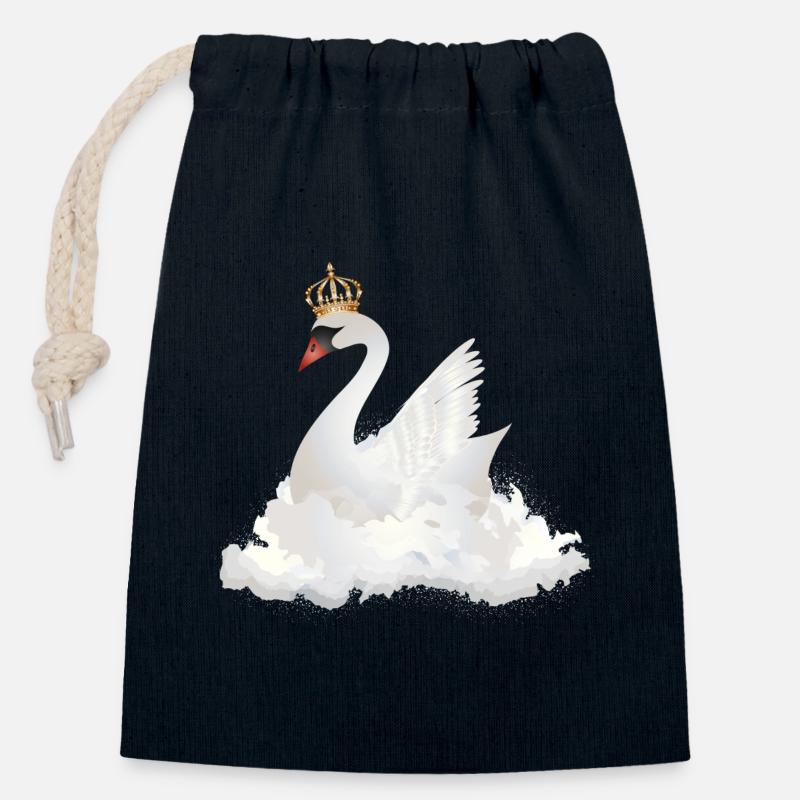 traumhafter Schwan in den Wolken mit einer Krone - Verschließbarer Geschenkbeutel aus Baumwolle (14x20cm) - Navy
