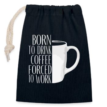 Originelle motivierende Kaffeetasse - Verschließbarer Geschenkbeutel aus Baumwolle (14x20cm) - Navy - Vorne