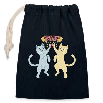 Friends Share Pawsitive Energy - Closable cotton gift bag (14x20cm) - navy - Front