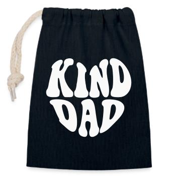 Logo du cœur de papa gentil - Couleur personnalisable - Sac cadeau en coton avec cordon (14 x 20 cm) - bleu marine - Devant