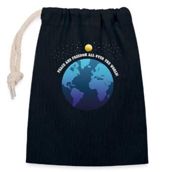 Paix, liberté partout dans le monde. - Sac cadeau en coton avec cordon (14 x 20 cm) - bleu marine - Devant