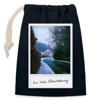 Life Glücksburg - Closable cotton gift bag (14x20cm) - navy - Front