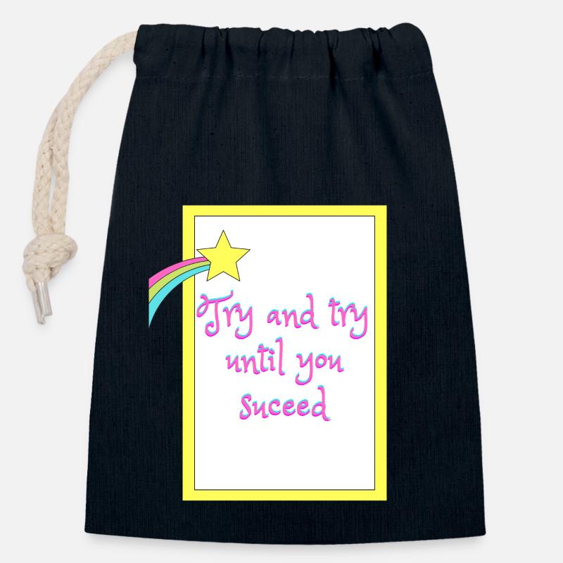 Try and try until you suceed - Verschließbarer Geschenkbeutel aus Baumwolle (14x20cm) - Navy