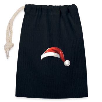 Chapeau de Père Noël - Sac cadeau en coton avec cordon (14 x 20 cm) - bleu marine - Devant