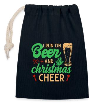 Bière et dictons amusants de l’Avent de Noël - Sac cadeau en coton avec cordon (14 x 20 cm) - bleu marine - Devant