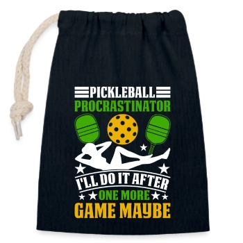 Procrastinateur de pickleball - Je le fais après - Sac cadeau en coton avec cordon (14 x 20 cm) - bleu marine - Devant
