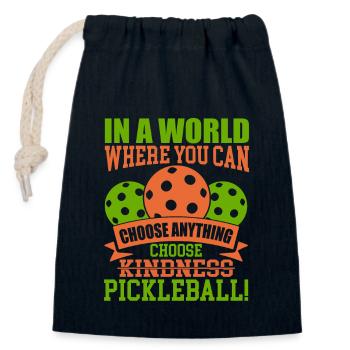 Pickleball - Un monde où vous pouvez choisir n’importe quoi - Sac cadeau en coton avec cordon (14 x 20 cm) - bleu marine - Devant