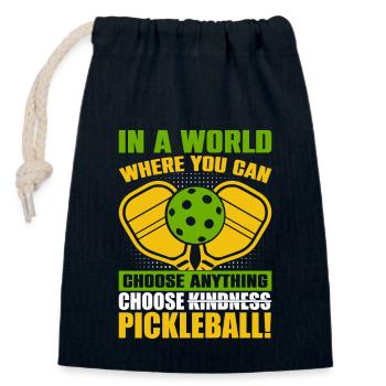 Pickleball - Un monde où vous pouvez choisir n’importe quoi - Sac cadeau en coton avec cordon (14 x 20 cm) - bleu marine - Devant