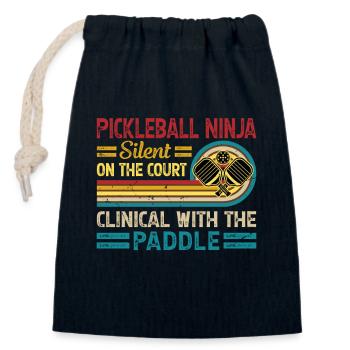 Pickleball Ninja - Silencieux avec la pagaie - Sac cadeau en coton avec cordon (14 x 20 cm) - bleu marine - Devant