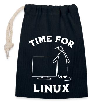 Time for Linux and Open Source Software - Closable cotton gift bag (14x20cm) - navy - Front