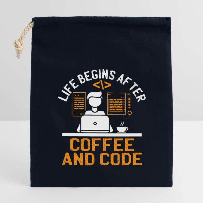 Coffee Coding Programmer Coder Developer Nerd Coff Closable cotton gift bag (14x20cm)