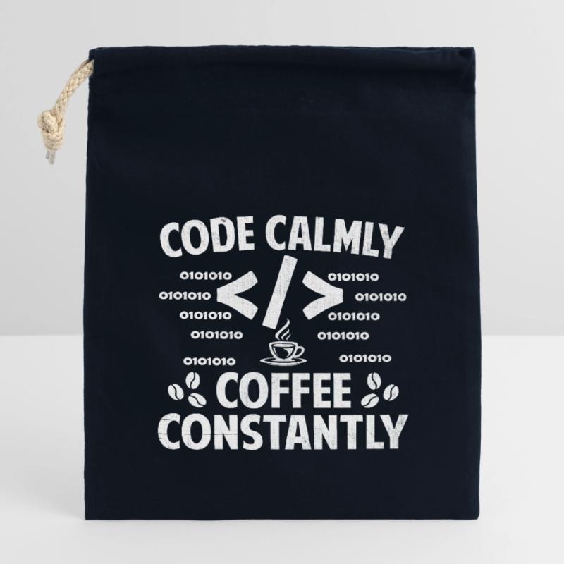 Coffee Coding Programmer Coder Developer Nerd Coff Closable cotton gift bag (14x20cm)
