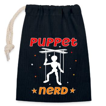 Marionnettiste, marionnettiste, marionnette, ventriloque - Sac cadeau en coton avec cordon (14 x 20 cm) - bleu marine - Devant