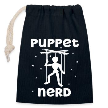 Ventriloque marionnettiste avec marionnettes - Sac cadeau en coton avec cordon (14 x 20 cm) - bleu marine - Devant