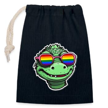 LGBTQ - Sac cadeau en coton avec cordon (14 x 20 cm) - bleu marine - Devant