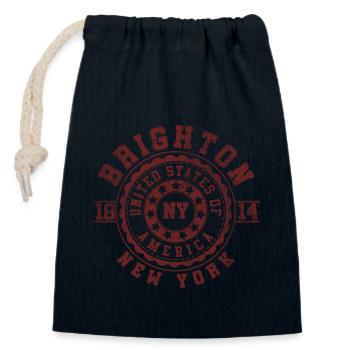 Brighton, État de New York | Voyage à New York et cadeau souvenir - Sac cadeau en coton avec cordon (14 x 20 cm) - bleu marine - Devant