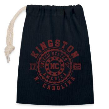 Kingston, Caroline du Nord | Cadeau de voyage en Caroline du Nord - Sac cadeau en coton avec cordon (14 x 20 cm) - bleu marine - Devant