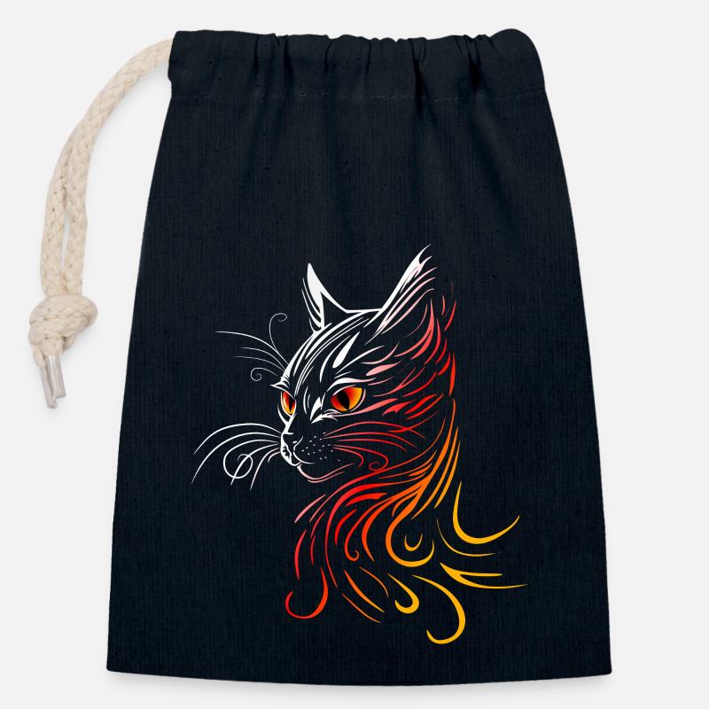 Cat Head Cat - Closable cotton gift bag (14x20cm) - navy