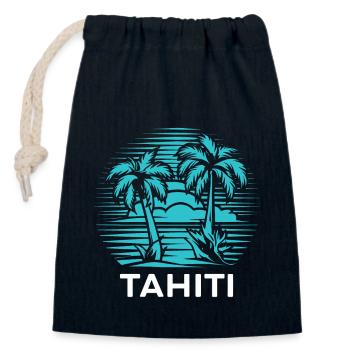Tahiti, Polynésie française - Sac cadeau en coton avec cordon (14 x 20 cm) - bleu marine - Devant
