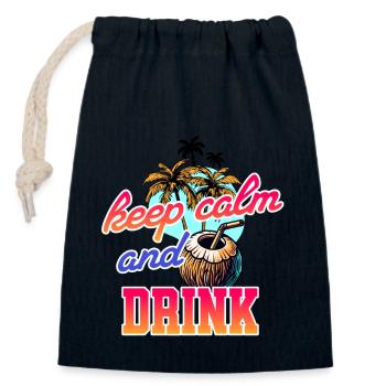 keep calm and drink - cool coconut - Closable cotton gift bag (14x20cm) - navy - Front