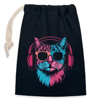 Écouteurs de lunettes de soleil de chat coloré - Sac cadeau en coton avec cordon (14 x 20 cm) - bleu marine - Devant