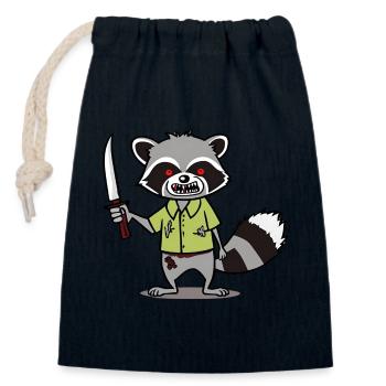 Cadeau d’Halloween Zombie Raton laveur - Sac cadeau en coton avec cordon (14 x 20 cm) - bleu marine - Devant