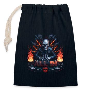 Poker Enthusiast Skeleton All In Design - Closable cotton gift bag (14x20cm) - navy - Front
